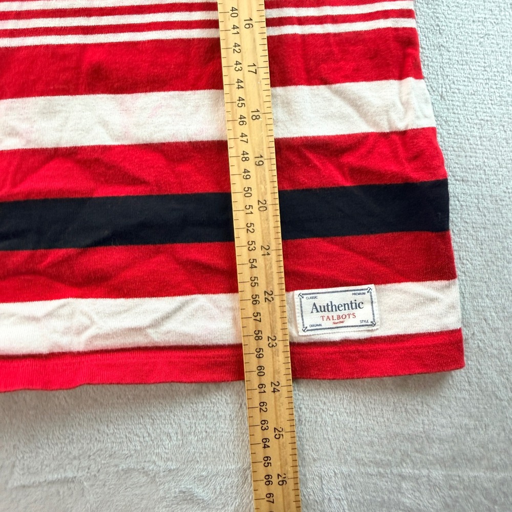Talbots Women's XL Petite Authentic Striped Long Sleeve Tee Red White - Picture 7 of 8